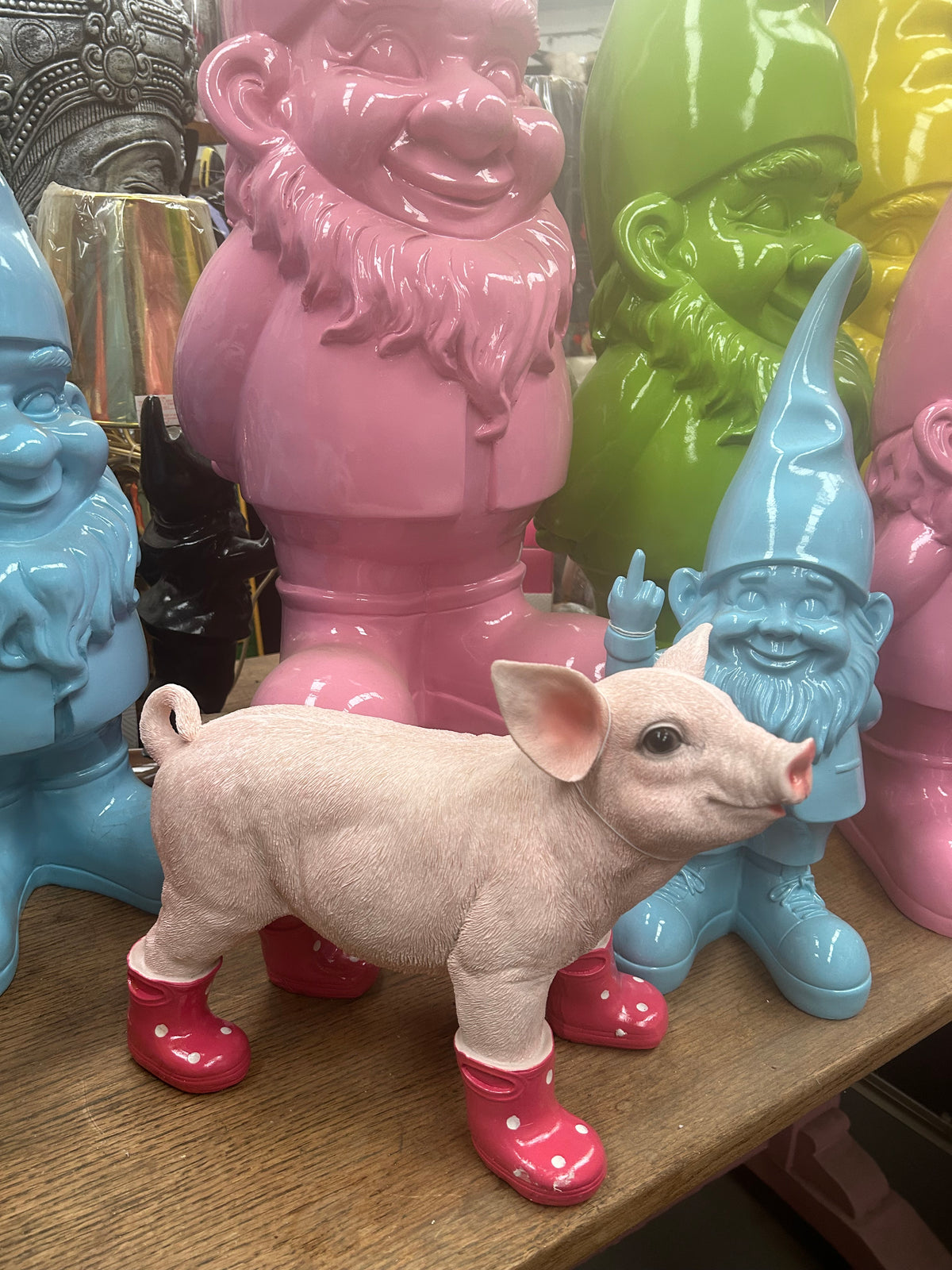 Pig with Wellies – Cute Pink Resin Farm Animal Ornament | Sign of the times Stoke