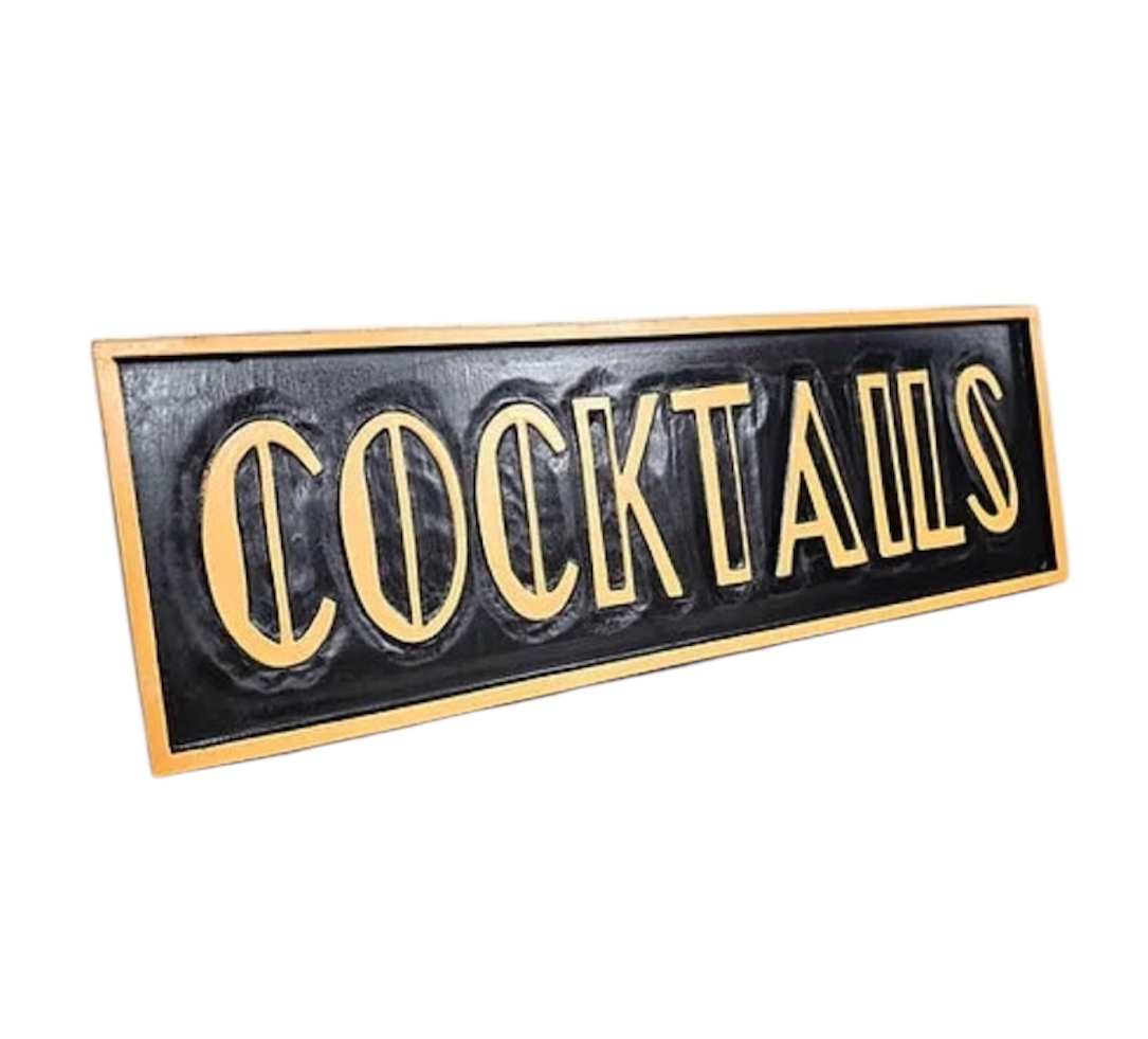 Elegant "Cocktails" Sign | Black & Gold Bar Wall Art | Sign of the times Stoke