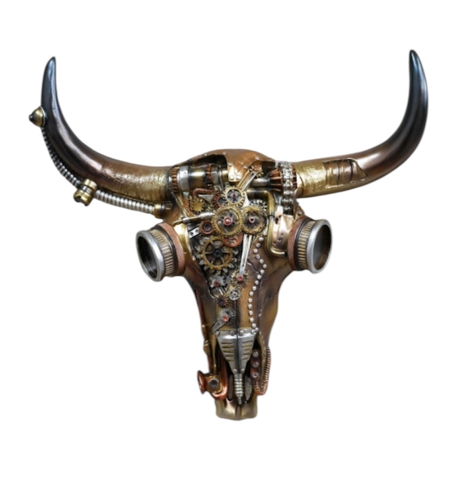 Steampunk Skull Ornament | Gothic Industrial Decor with Mechanical Detail | Sign of the times Stoke