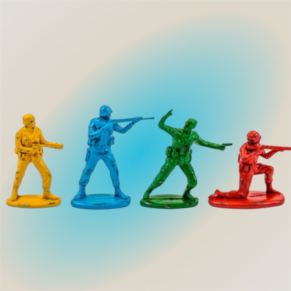 Set of 4 Classic Toy Soldier Coloured Figures | Bold Nostalgic Decor | Sign of the times Stoke
