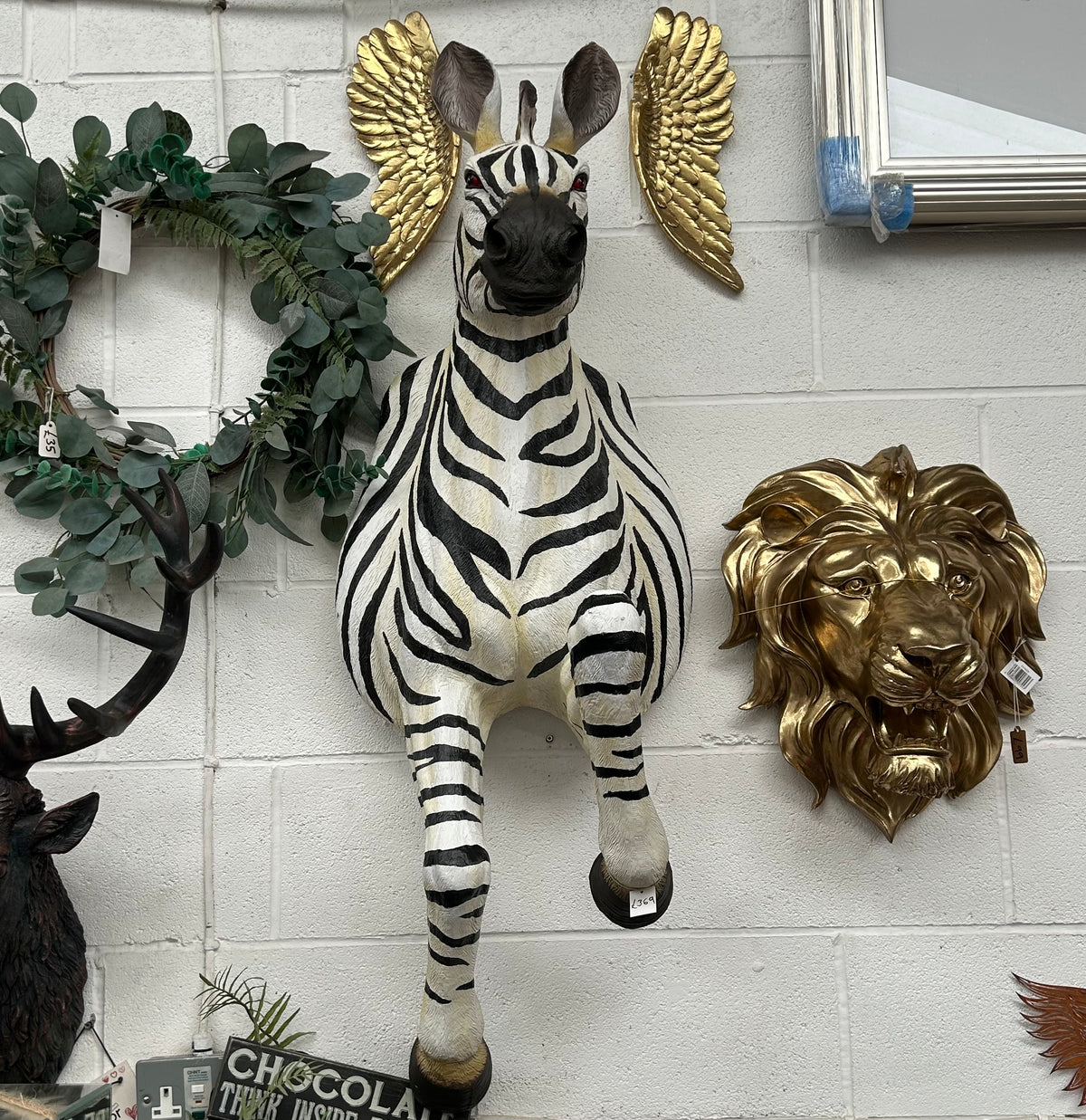 Running Zebra Wall Figure – Large Resin Zebra Sculpture | Sign of the times Stoke