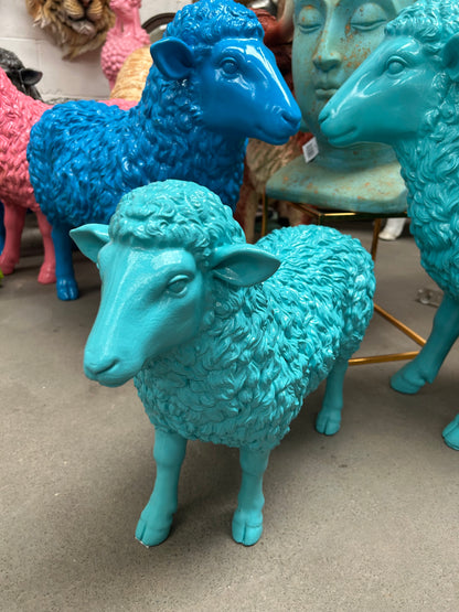 Turquoise Resin Lamb Sculpture – Indoor & Outdoor Sheep Garden Ornament | Sign of the times Stoke