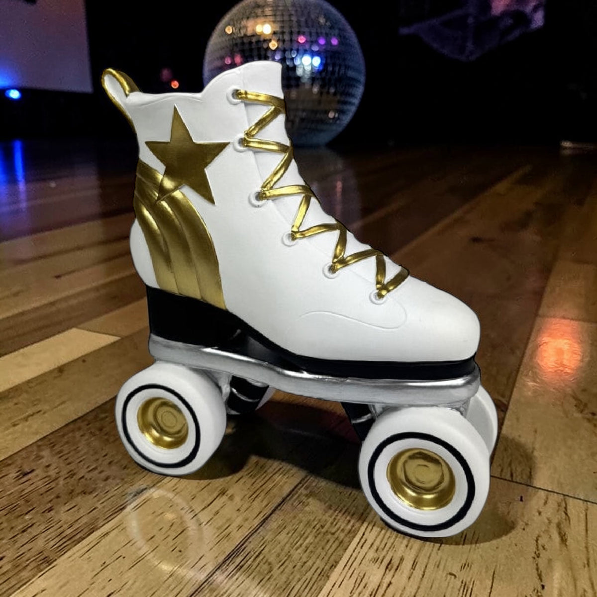 Retro Roller Skate Vase – White, Gold & Black Statement Décor | Sign of the times Stoke