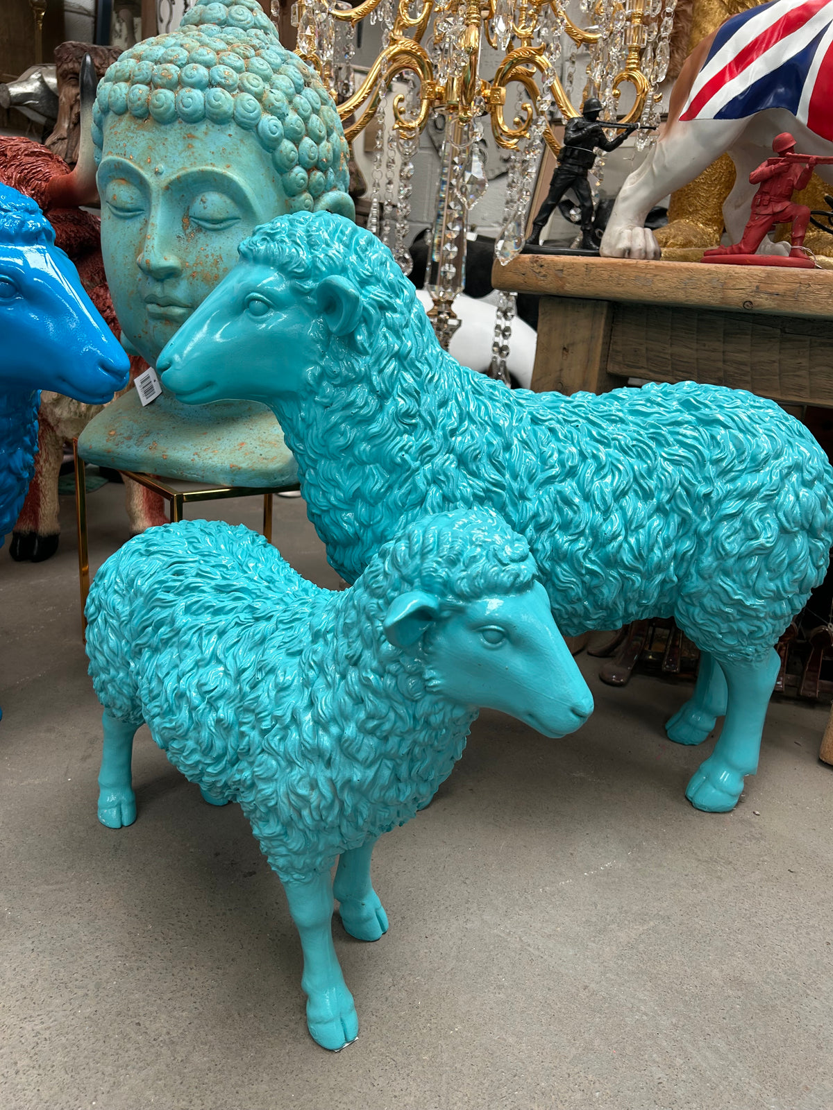 Turquoise Resin Lamb Sculpture – Indoor & Outdoor Sheep Garden Ornament | Sign of the times Stoke