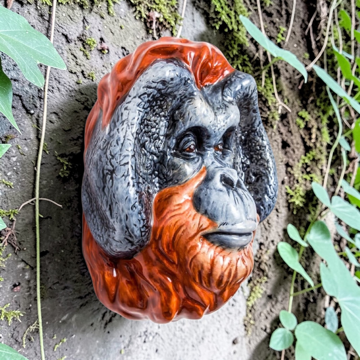 Hand Painted Ceramic Orangutan Head Wall Sconce Vase – Artistic Wall Déco | Sign of the times Stoke