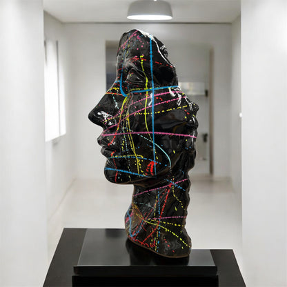 Black Splash Face Sculpture – Modern Artistic Head Statue | Sign of the times Stoke