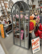 Grey metal outdoor mirror - Large antiqued arch design with opening doors | Sign of the times Stoke
