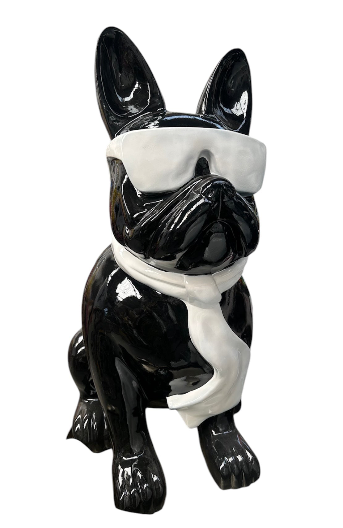 Frenchi Sculpture | Bold Black Fiberglass Decor with White Glasses | Sign of the times Stoke
