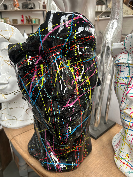 Black Splash Face Sculpture – Modern Artistic Head Statue | Sign of the times Stoke