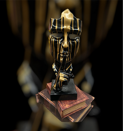 Stunning Black and Gold Splashed Painted Face Sculpture – Contemporary Artistic Decor | Sign of the times Stoke