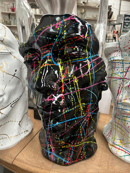 Black Splash Face Sculpture – Modern Artistic Head Statue | Sign of the times Stoke