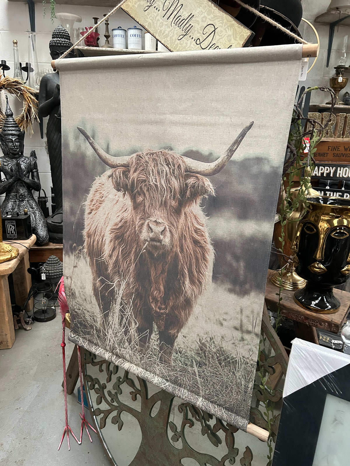 Highland Cow Canvas Wall Art - Rustic Farmhouse Hanging Décor | Sign of the times Stoke