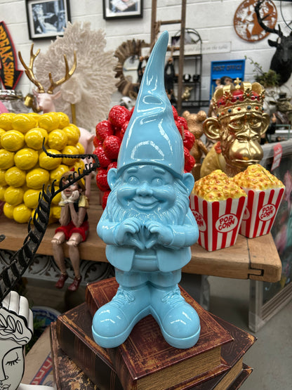 Medium Bright Blue "Heart Hands" Gnome Figure – Whimsical and Loving Decor | Sign of the times Stoke