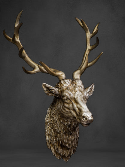 Silver Stag Head Wall Sculpture - Elegant Resin Wall Mount | Sign of the times Stoke