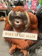 “Woke Up Gay Again” Wall Sign – Cream & Gold Statement Décor | Sign of the times Stoke
