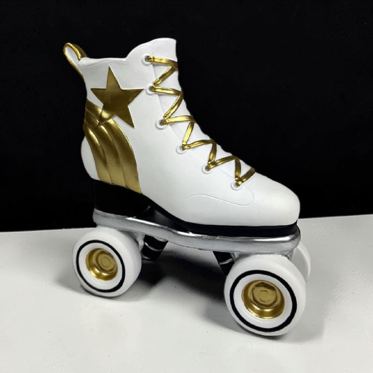 Retro Roller Skate Vase – White, Gold & Black Statement Décor | Sign of the times Stoke