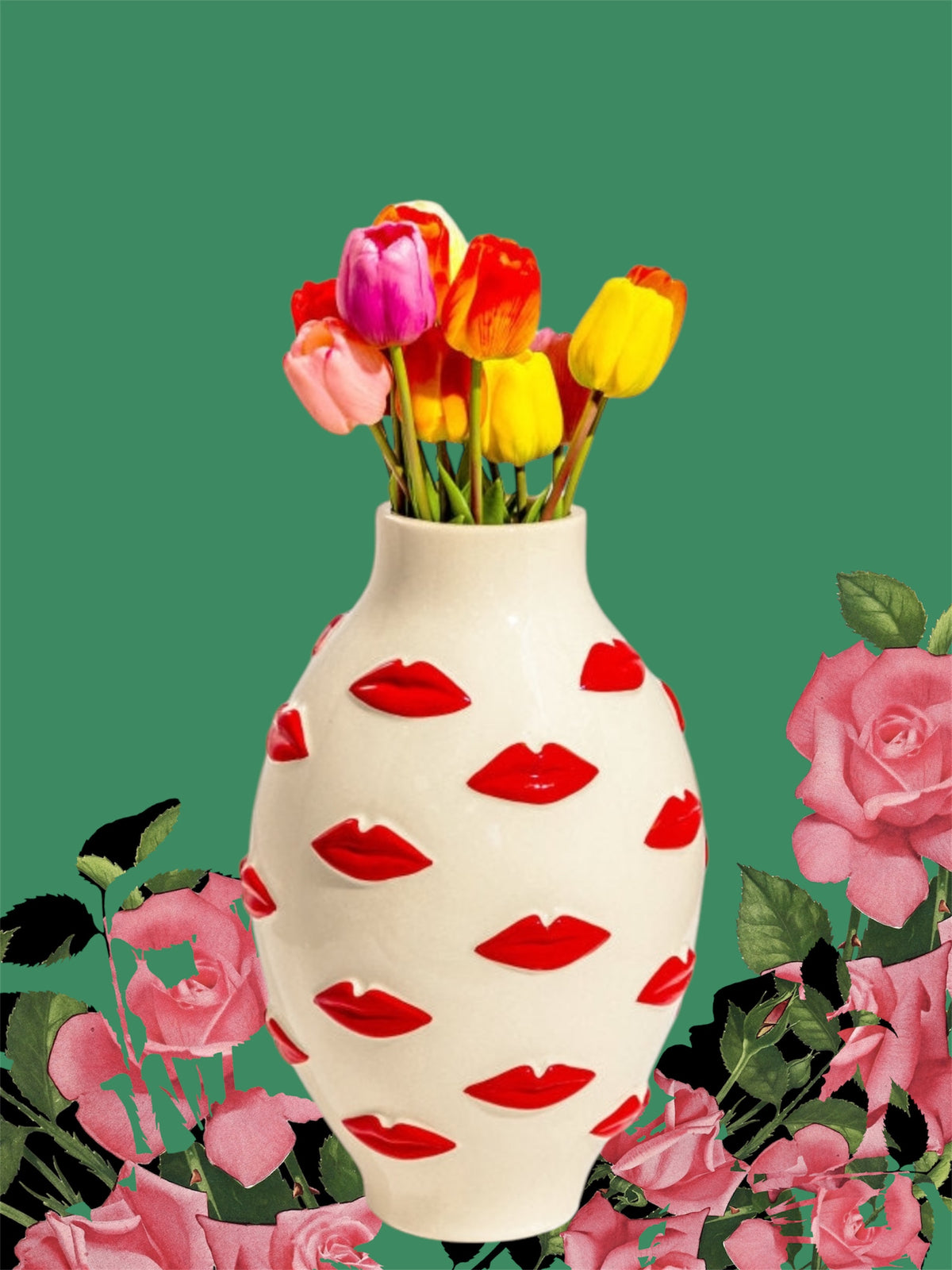 Large Red Multi-Lip Vase - Stunning Ceramic Decorative Vase | Sign of the times Stoke