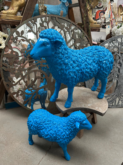 Blue Resin Sheep Sculpture – Large Indoor & Outdoor Animal Ornament | Sign of the times Stoke