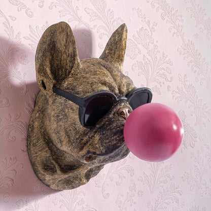 Gold Pug Dog Bubblegum Wall Head – Decorative Resin Dog Wall Décor | Sign of the times Stoke