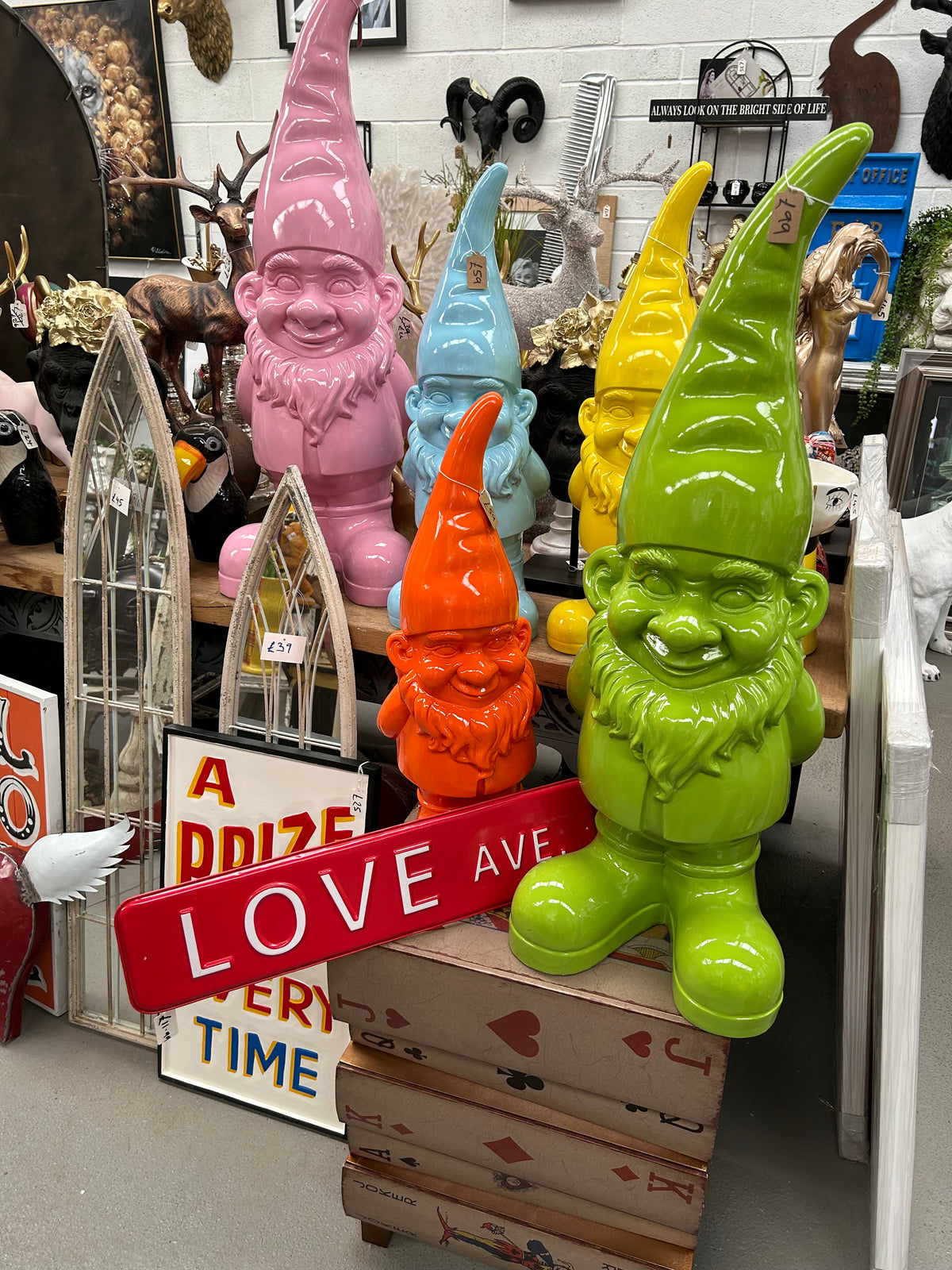 Large Bright Yellow Standing Gnome Figure - Cheerful Resin Decor for Home or Garden | Sign of the times Stoke
