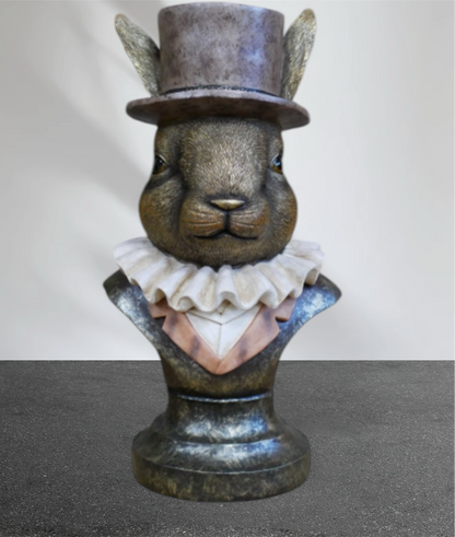 Charming Rabbit Bust with Top Hat – Detailed Resin Sculpture | Sign of the times Stoke