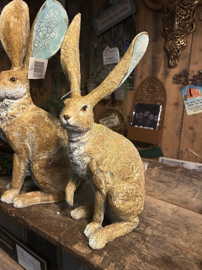 Small Sitting Hare Sculpture – Delightful Resin Hare Ornament | Sign of the times Stoke
