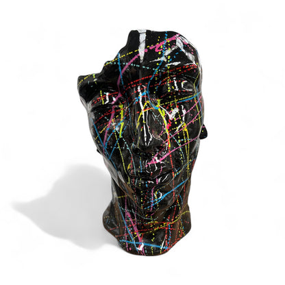 Black Splash Face Sculpture – Modern Artistic Head Statue | Sign of the times Stoke