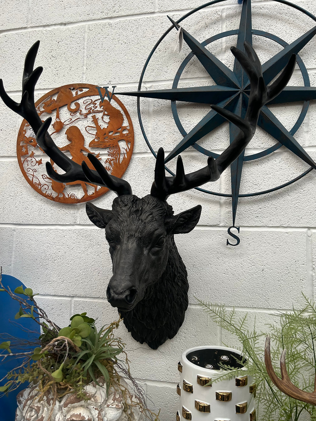 Black Stag Head Wall Mount – Resin Sculpture for Bold Decor | Sign of the times Stoke