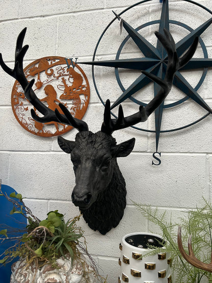 Black Stag Head Wall Mount – Resin Sculpture for Bold Decor | Sign of the times Stoke