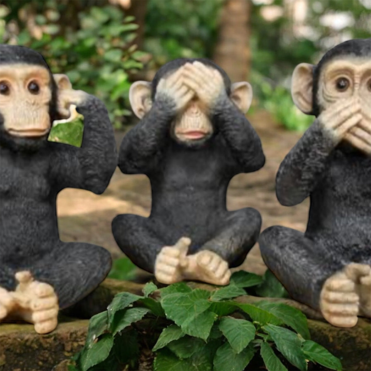 Set of 3 Monkeys - Hear No Evil, See No Evil, Speak No Evil - Adorable Resin Figurines | Sign of the times Stoke