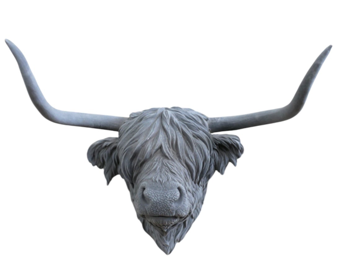 Grey Flock Cow Head Wall Mount | Velvet-Touch Animal Wall Art | Sign of the times Stoke