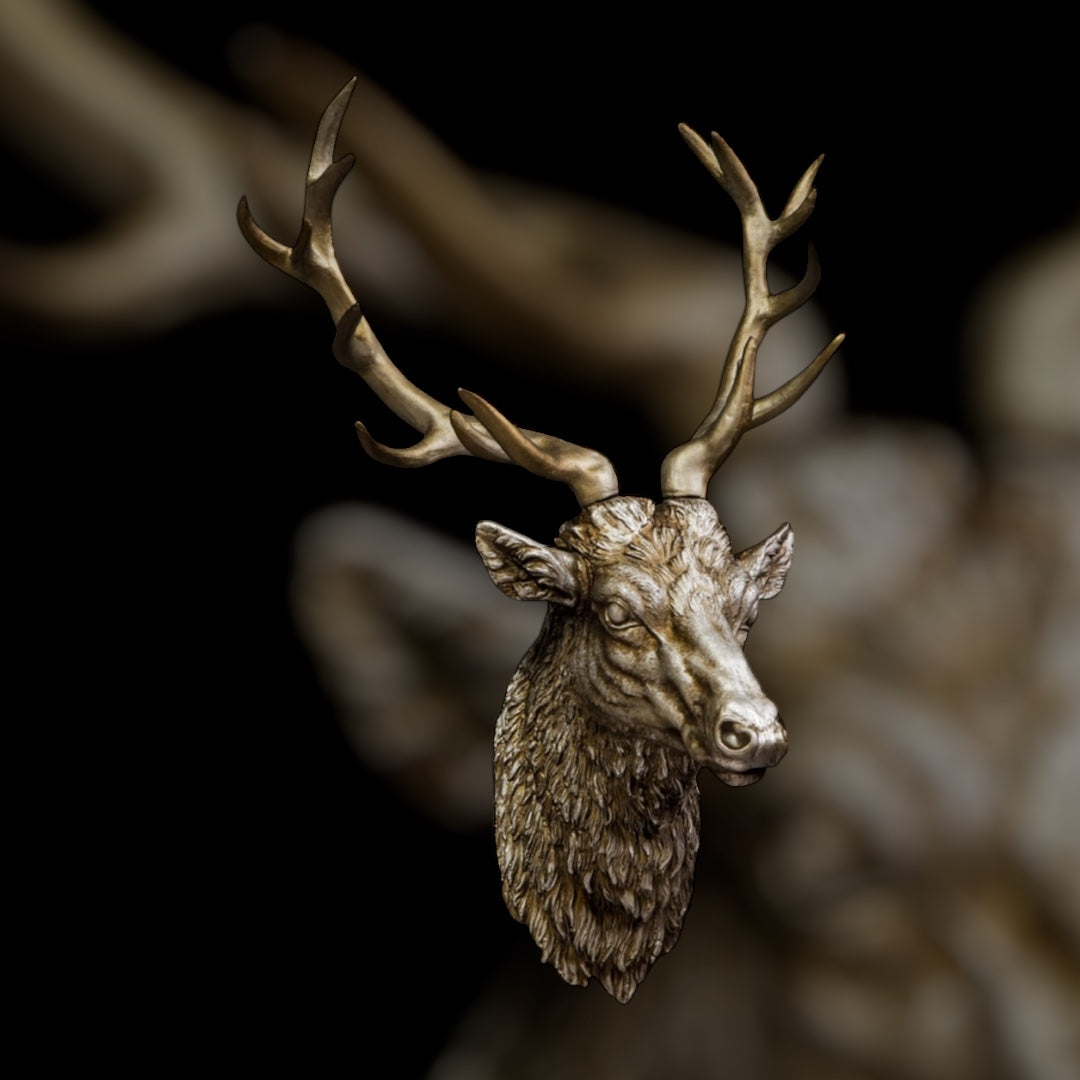 Silver Stag Head Wall Sculpture - Elegant Resin Wall Mount | Sign of the times Stoke