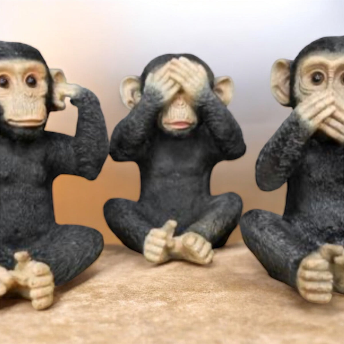 Set of 3 Monkeys - Hear No Evil, See No Evil, Speak No Evil - Adorable Resin Figurines | Sign of the times Stoke