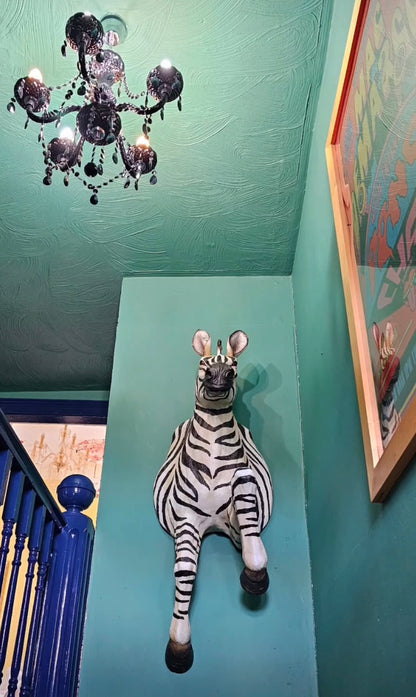 Running Zebra Wall Figure – Large Resin Zebra Sculpture | Sign of the times Stoke