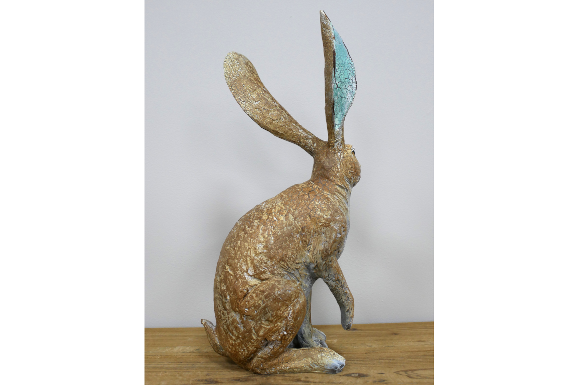 Small Sitting Hare Sculpture – Delightful Resin Hare Ornament | Sign of the times Stoke