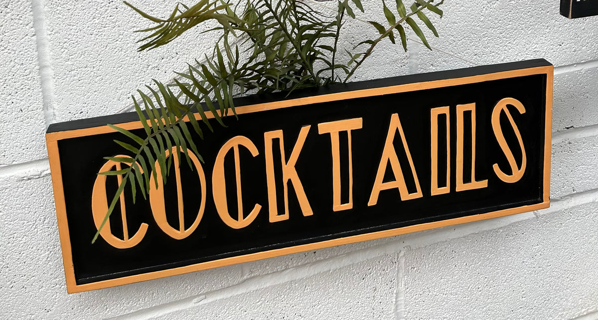 Elegant "Cocktails" Sign | Black & Gold Bar Wall Art | Sign of the times Stoke