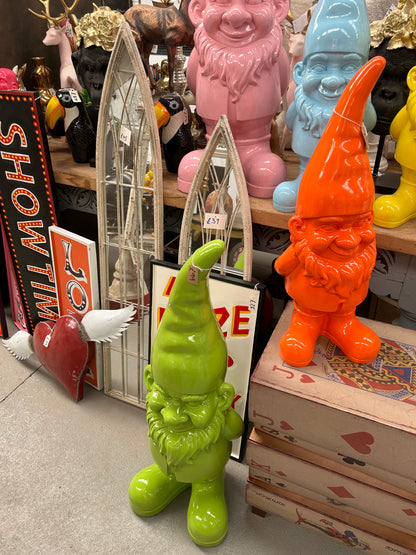 Giant Bright Green Standing Gnome Figure - Joyful Resin Decor for Garden or Home | Sign of the times Stoke
