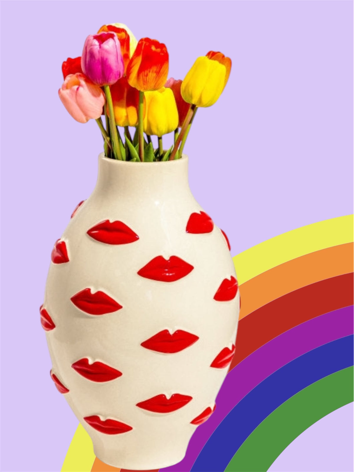 Large Red Multi-Lip Vase - Stunning Ceramic Decorative Vase | Sign of the times Stoke