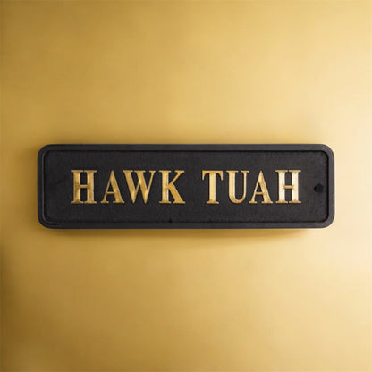 Black & Gold "Hawk Tuah" Wall Sign – Bold Quirky MDF Decor | Sign of the times Stoke