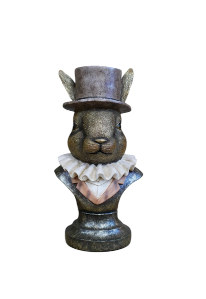 Charming Rabbit Bust with Top Hat – Detailed Resin Sculpture | Sign of the times Stoke