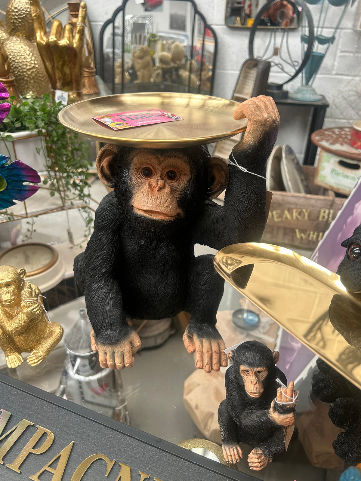 Monkey Holding Gold Tray – Playful & Functional Decorative Table Piece | Sign of the times Stoke