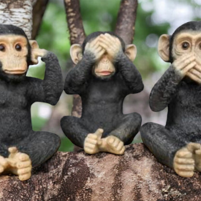 Set of 3 Monkeys - Hear No Evil, See No Evil, Speak No Evil - Adorable Resin Figurines | Sign of the times Stoke