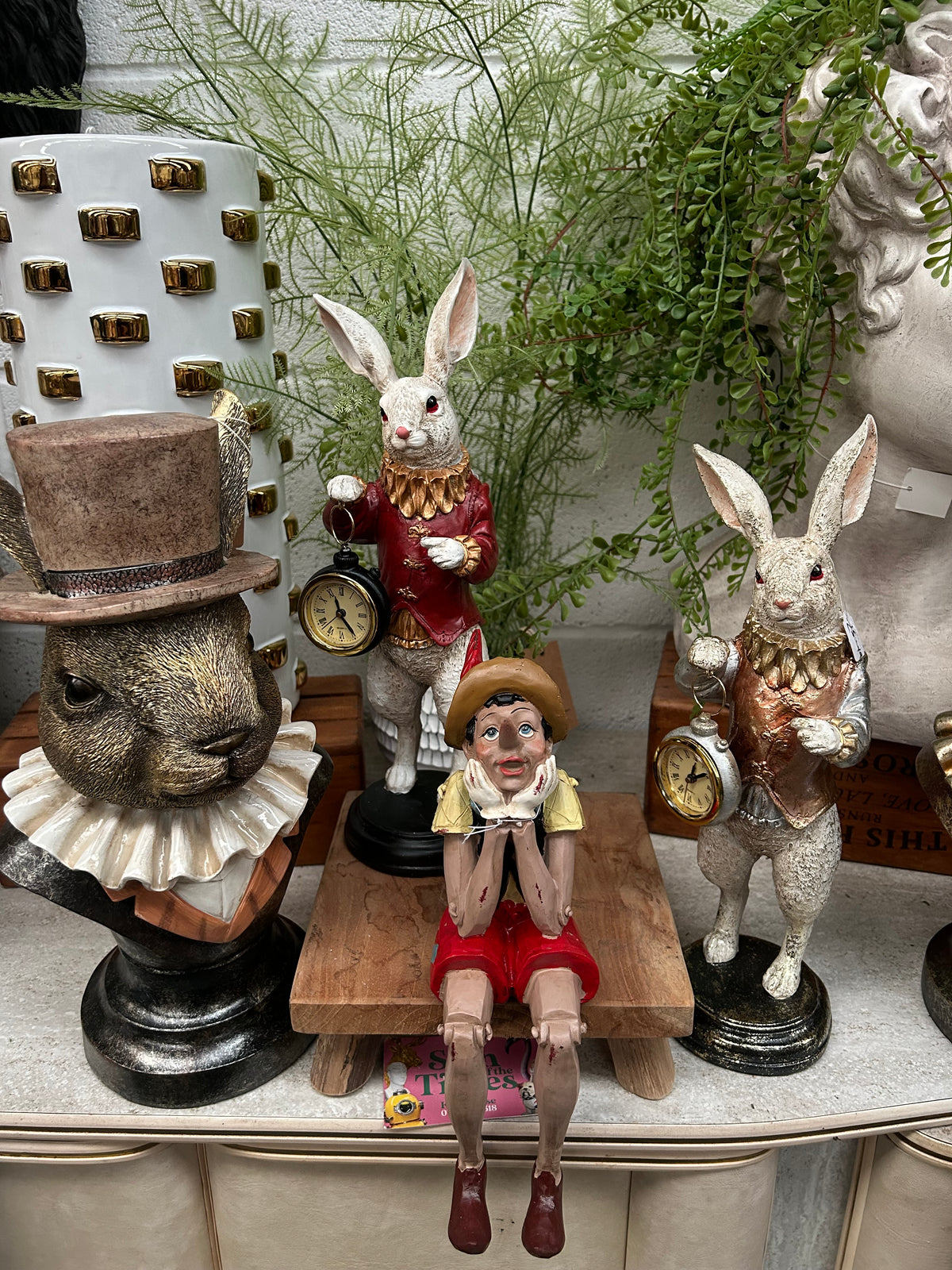 Sitting Shelf Pinocchio - Adorable Antique-Style Resin Figurine | Sign of the times Stoke