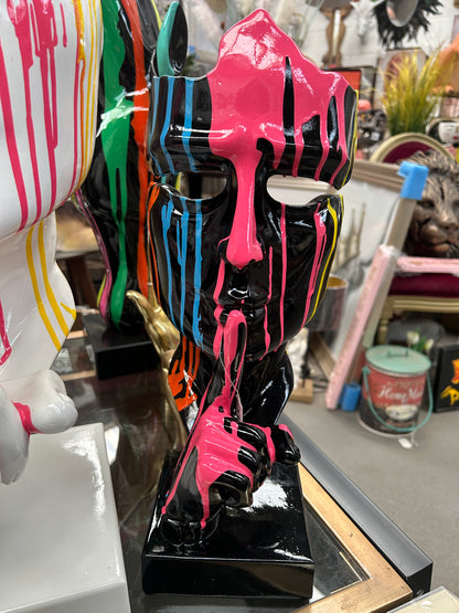 Stunning Black Splash Painted Face Sculpture – Contemporary Artistic Decor | Sign of the times Stoke
