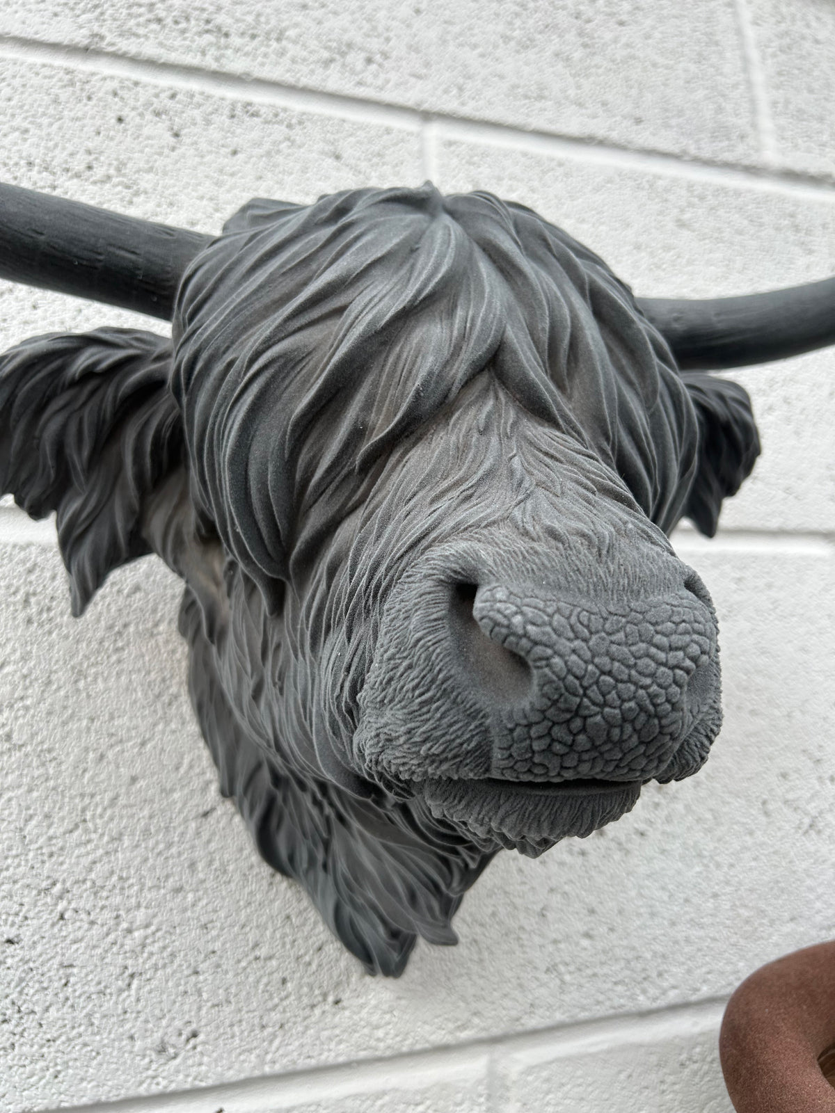 Grey Flock Cow Head Wall Mount | Velvet-Touch Animal Wall Art | Sign of the times Stoke