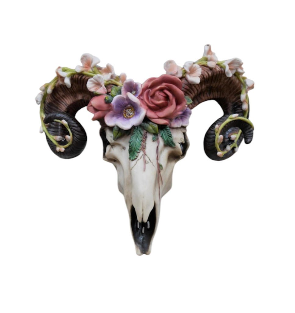 Floral Ram Skull Wall Head – Rustic Wall Décor with Intriguing Charm | Sign of the times Stoke