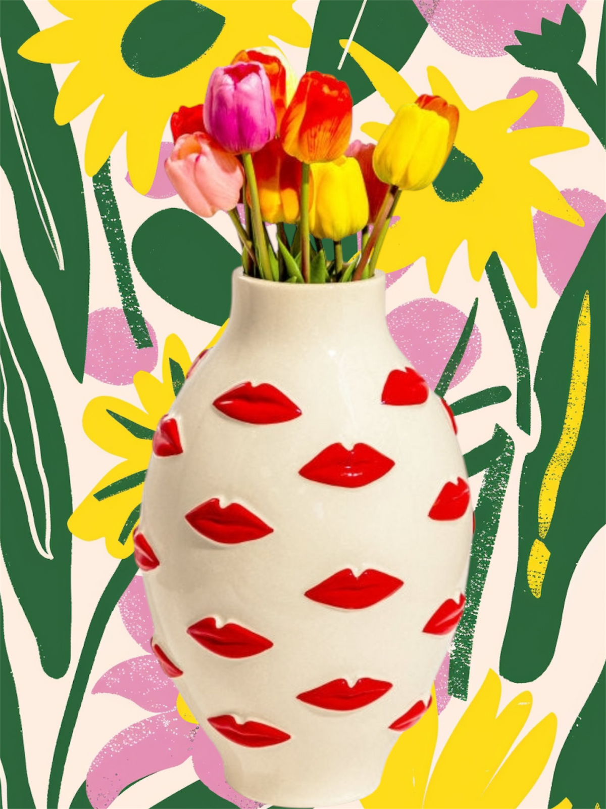 Large Red Multi-Lip Vase - Stunning Ceramic Decorative Vase | Sign of the times Stoke