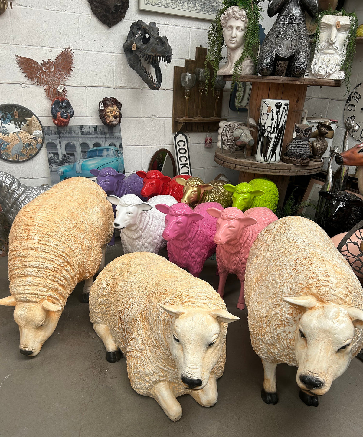 Life-Size Resin Sheep Sculpture – Realistic Indoor & Outdoor Farmhouse Decor | Sign of the times Stoke