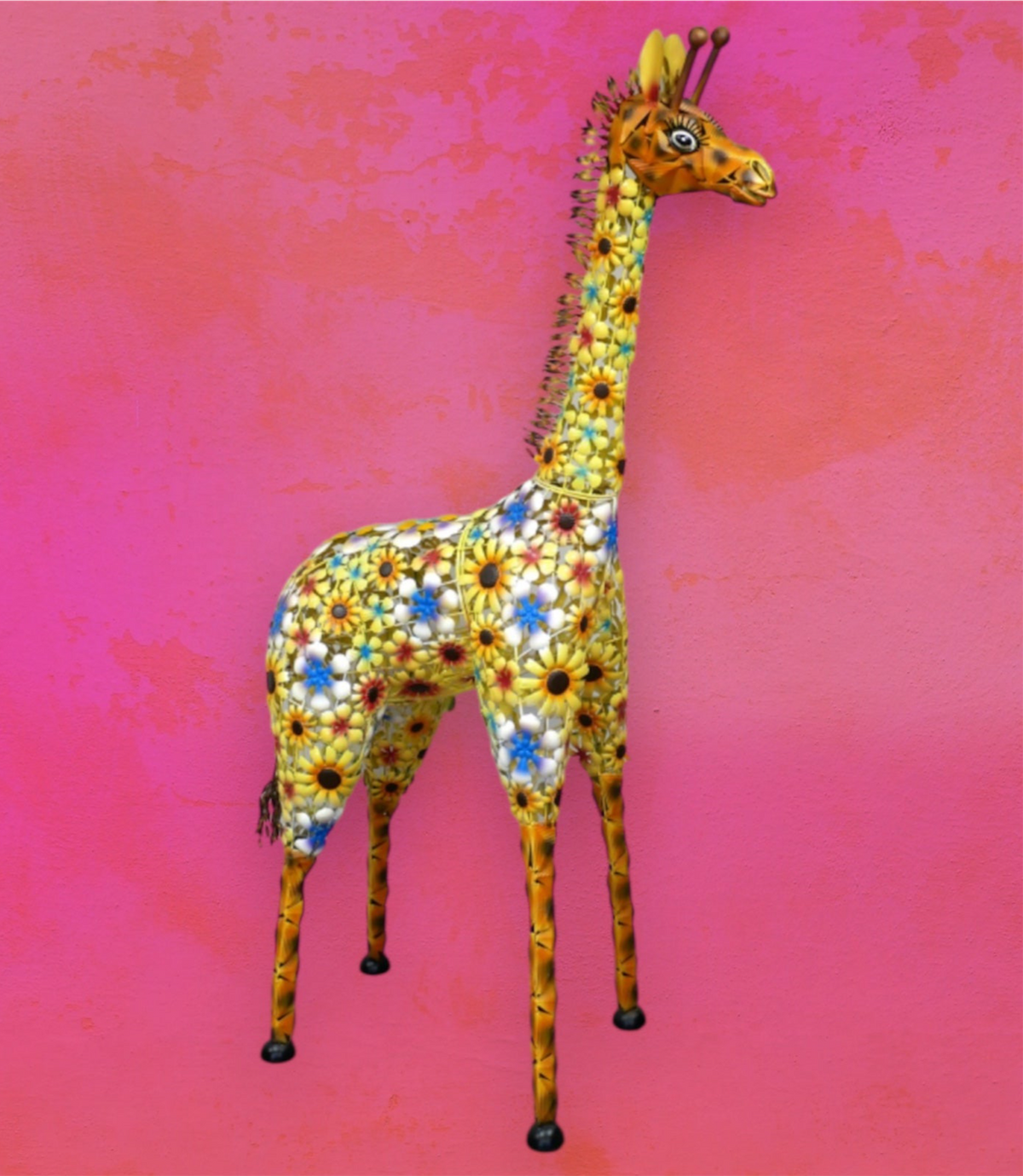 Flowered Metal Giraffe Sculpture - Large Outdoor Garden Décor | Sign of the times Stoke