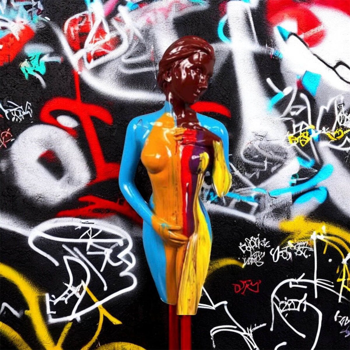 Colourful Sculpture of Lady – Vibrant Modern Decorative Figure | Sign of the times Stoke